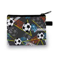Coin Purse In Colourful-Red/Blue/Black Festive Football Dinosaur Printed Coin Purse - Casual Style, Polyester Material