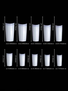 500 件法式指甲透明自然假半盖压合丙烯酸指甲混合尺寸假指甲 DIY 美甲延长工具 适合女士女孩指甲用品 - 自然 - 查看 4