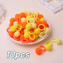 10 cái/gói Dây buộc tóc bông xù nhiều màu sắc cho bé gái, Phụ kiện tóc đáng yêu cho trẻ sơ sinh và trẻ mới biết đi, Dây buộc tóc chun buộc tóc đuôi ngựa, Dây buộc tóc macaroon dễ thương, Phong cách Hàn Quốc Thu/Đông - Gói 10 màu hỗn hợp - Xem 13