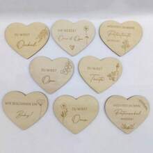 Set de 8 piezas de madera con forma de corazón para anunciar un embarazo, lindo regalo para anunciar tu embarazo, letrero de anuncio de bebé, regalos para baby shower y Pascua para niñas/niños - multicolor - Ver 12