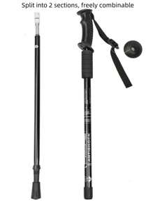 Un bastón de senderismo con mango recto, bastón de senderismo al aire libre, diseño retráctil plegable multiusos ultra ligero, adecuado para hombres, mujeres, personas mayores, senderismo, escalada, que hace que la exploración sea talla grande fácil, adecuado para altura de 150 cm a 195 cm