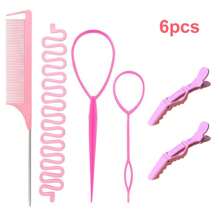美发工具套装：钢尖梳、钩梳、顺发刷、发髻制作器、鳄鱼发夹、返校用品、旅行度假必需品、女士发饰