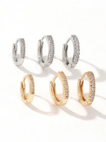 3 Pairs Minimalist Water Drop Design High-End Personal Small Brand Alloy Earrings, Suitable For Women's Daily Wear, Rock & Punk Style - 3-piece Set Of Teardrop Earrings - View 10