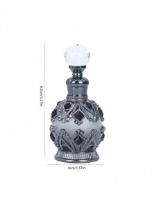 15 Ml Beautiful Vintage Round Enameled Glass Perfume Bottle, Refillable Essential Oil Container, Must-Have Accessory For Holiday Travel, Perfume And Essential Oil Dispenser Bottle, (No Perfume, Empty Bottle Only) + Essential Oil Refill Gift Set