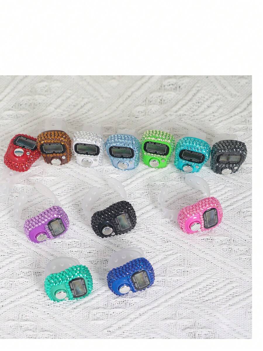 1个/5个/10个装彩色电子指环计数器,便携式指环数字显示精确计数器,多通道计数,防复位,电池续航时间长 - 彩色 - 查看 1