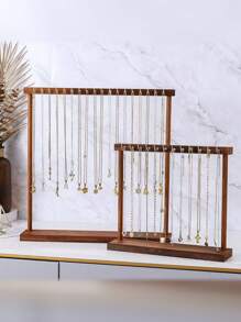 1个复古胡桃木色项链架，木质手链架，优雅串珠首饰展示架，适用于毛衣链吊坠，返校季、房间装饰 - 胡桃木色 - 查看 10