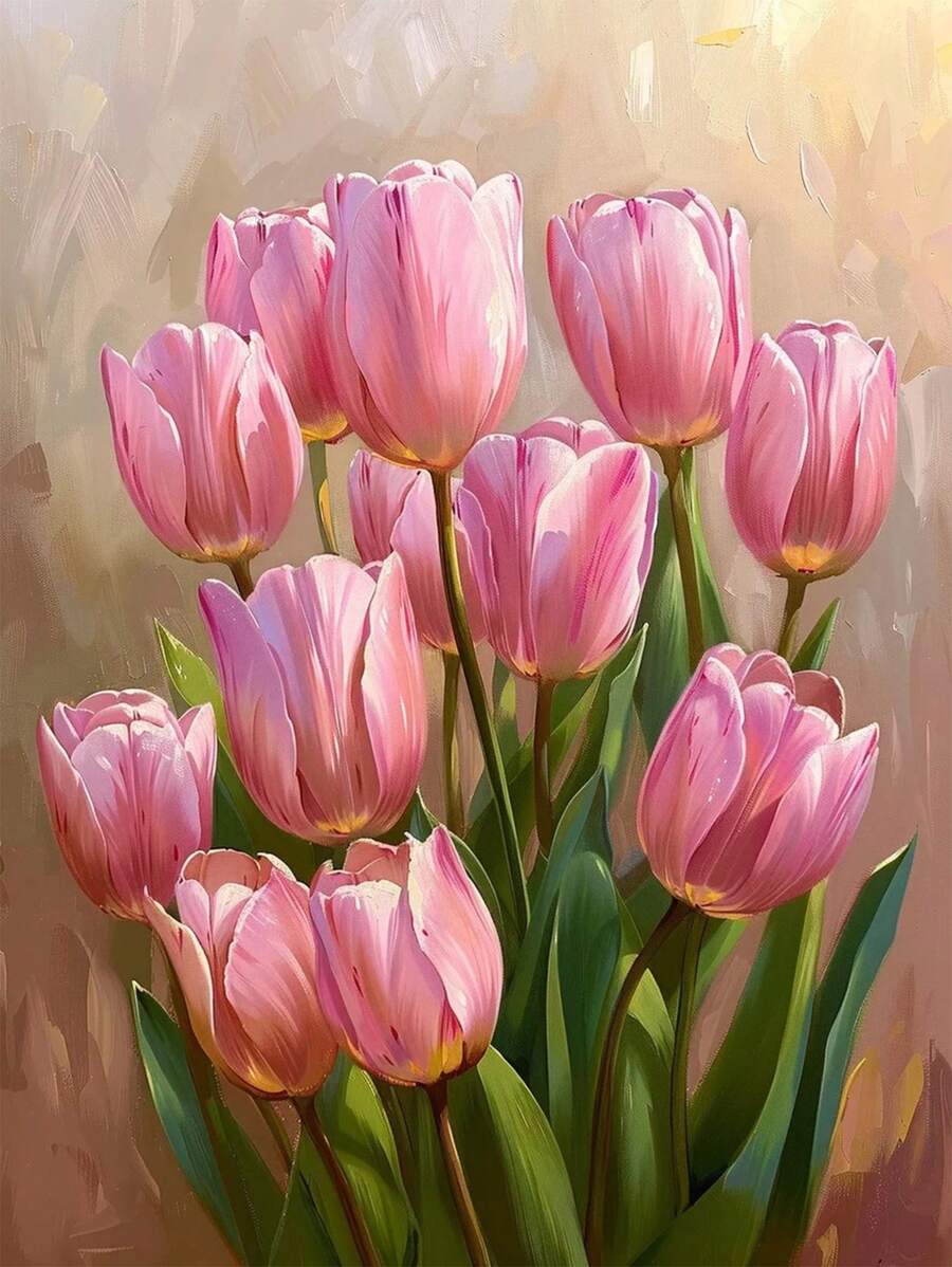 1pc DIY Diamond Painting, Floral Tulip Design, Full Drill, Home Decor, 11.8*15.7in - Multicolor - View 1