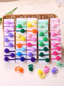 10 cái/gói Dây buộc tóc bông xù nhiều màu sắc cho bé gái, Phụ kiện tóc đáng yêu cho trẻ sơ sinh và trẻ mới biết đi, Dây buộc tóc chun buộc tóc đuôi ngựa, Dây buộc tóc macaroon dễ thương, Phong cách Hàn Quốc Thu/Đông - Gói 10 màu hỗn hợp - Xem 5