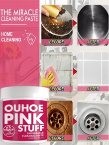 1 Caixa, 1 Pote de Limpador Desengordurante Concentrado, Pasta de Limpeza Suave Multiuso para Cozinha, Banheiro, Casa e Artigos Domésticos. Desengordurante Forte