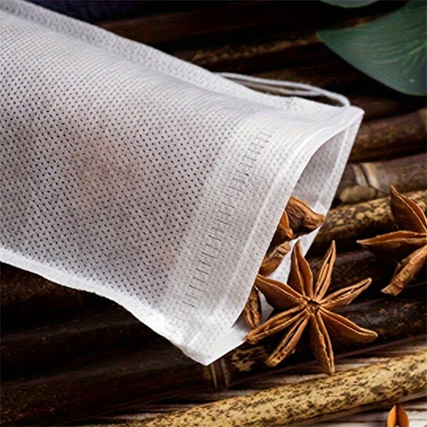 100 pièces Sacs à cordon réutilisables pour soupe - Filtre de cuisine polyvalent pour feuilles de thé, épices et mousseline - Parfait pour la cuisson, les herbes chinoises et le bouillon d'os Rentrée scolaire