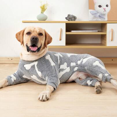 Pijama suave para perro para clima frío, ropa de 4 patas, ropa de invierno para perros pequeños, medianos y grandes con pies, mono de invierno cálido y suave para mascotas