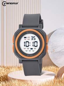 MINGRUI Square Teenagers Watch For Boys, Waterproof, Luminous, Clock, Chronograph, Multi-Function - White - View 10