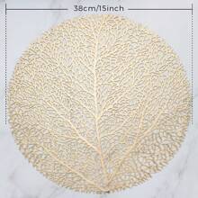 1pc/4pcs/6pcs/8pcs Circular Hollow Hot-Stamping PVC Heat-Insulation Non-Slip Mat, Hotel & Restaurant Decor Insulation Placemats - PP Round Placemat - View 2