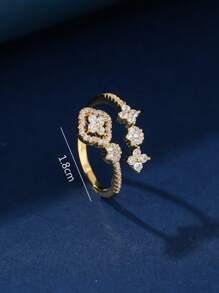 1pc Copper Zirconia Inlaid Mini Ring, Fashionable & Charming, Suitable As Gift Or For Daily Wear For Women - 022152 - View 8