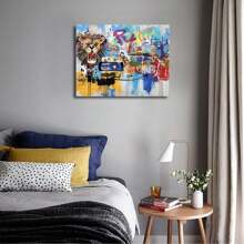 1PC Graffiti Lion Decor Wall Art Funny Wildlife Pictures Wall Decor Pop Street Canvas Print Painting Artwork Cool Modern Home Decorations For Bathroom Living Room Office Framed