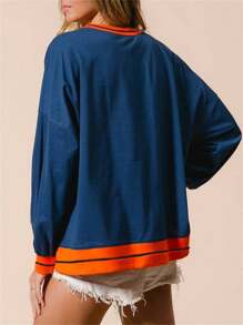 Womens Halloween Sweatshirts Fashion Ghost Embroidery Long Sleeve Oversized Pullover Tops