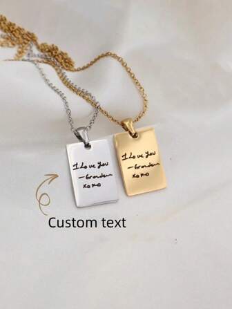 1pc Custom Text Square Tag Necklace Fashion Simple Stainless Steel Smooth Carved Pendant Necklace Personalized Stainless Steel Couples Gift Gold,Silver Stylish,Fall Fashion,Vintage,Unisex,Simple,Casual,Hipster,Goth,Punk Custom,Personalized,Unique Ideal Gifts For Her Her,Boyfriend,Girlfriend,Dad,Mom,Family,Friends,Pets,Son,Daughter,Grandparents For Anniversaries,For Valentine's Day,For Mother's Day,For Birthdays,For Graduation,For Father's Day,For Weddings,For Daily Wear,For Party,For Prom,New Year Glamour
