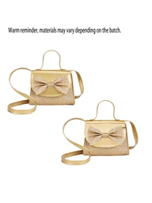 1个女童蝴蝶结亮片可爱公主迷你斜挎包，迷你零钱包，时尚迷你单肩包，可搭配各种服装和配饰