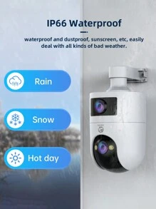 Caméra de  double objectif 2K 3MP 2,4 G/5 G, étanche pour intérieur et extérieur, prise en charge de la rotation sur 360 °, caméra pour bébé/animal de compagnie/maison/magasin, prise en charge du WiFi 2,4 G/5 G, vision nocturne en couleur, stockage sur le Cloud et carte SD, audio bidirectionnel, suivi intelligent des mouvements