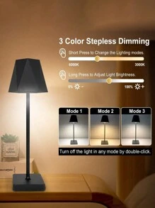 1pc Cordless Rechargeable Lamp With Touch Sensor Control, 3-Color Dimmable LED Light, Suitable For Bedroom, Desk, Cafe, Bedside, Outdoor, Living Room