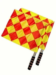 Referee Set: 1 Pair Football Flags, 1 Whistle, 1 Red & Yellow Card - Perfect For Football Training And Matches, Back To School, Sports Festivals - Mix - View 6