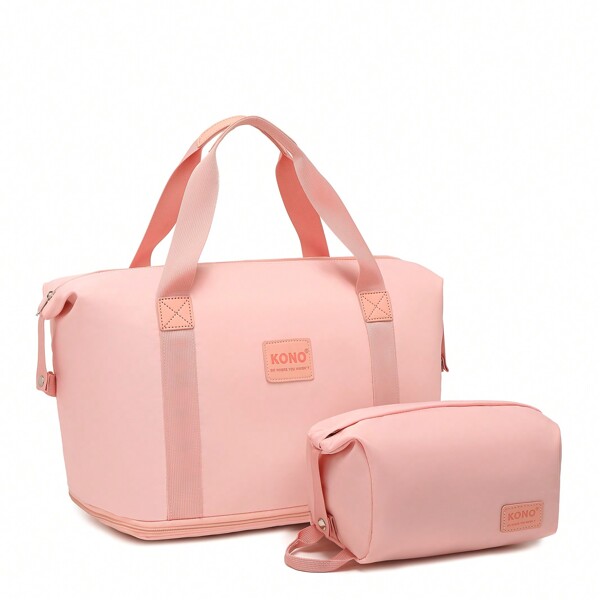 KONO 36L Erweiterbare Wasserdichte Reisetasche Set mit Kosmetiktasche für Männer und Frauen Wochenend Sporttasche Zweiteiliges Handgepäck mit Nass/Trocken Trennung Wasserabweisend