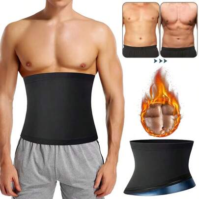 1pc Men's Slimming Compression Undershirt, Sumanquer Waist Trimmer Belt, Neoprene Abdominal Slimming Garment