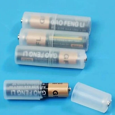 4件套电池转换器套装，高韧性塑料AAA转AA电池适配器，锂离子转换器便携式电池盒，开关盒和收纳盒
