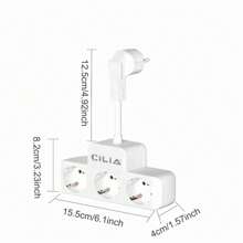 CILIA CILIA 1/2pcs Plug Power Strip , Power Extender , 3-IN-1 Outlet Adapter , With 10 CM Extension Cord , Simple And Portable For Home, Office, Industry, White/Black