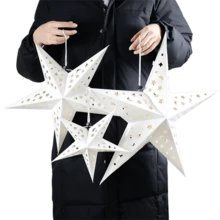 1 件纸质镂空星星宰牲节吊坠白色星星月亮开斋节穆斋月装饰家居伊斯兰穆斯林派对穆卡里姆礼物斋月节日装饰