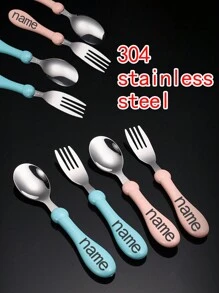 Personalized 304 Stainless Steel Children's Flatware Set, Customizable Flatware Set, Customizable Children's Name Spoon, Fork, Knife, Tea Spoon, Soup Spoon, Child Tableware, Customizable Cute Bear Flatware Set, Customizable Training Spoon, Creative Flatware Set, Birthday Commemorative Gift, Children's Gift, Christmas Gift, Halloween Gift, Valentine's Day Gift, Party Gift, Wedding, Birthday, Party, Customized Name Spoon, Fork, Knife, Home Decor Gift