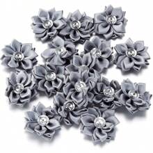 20pcs/Pack 4cm Rhinestone Satin Lotus Flower, Handmade DIY Clothing Shoes Hats Bags Corsages Hairclips, Gift Box Packaging Supplies
