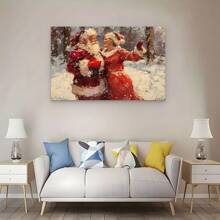 Charming Santa And Mrs. Claus Dance - 1 Piece Wood Framed Canvas Art Set, Vintage Country, Wall Trim, Suitable For Home Decor, Perfect For Gifts And Home Living Room Decor, Can Be Hung Directly. - Framed - View 4