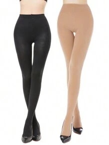 1/2 pary damskich rajstop 70D Sexy Slimming Sheer Opaque Tight, proste legginsy w jednolitym kolorze, eleganckie pończochy