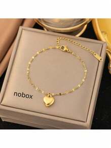 4 pièces/Set Bijoux Rétro Romantique à la Française, Élégant et Créatif, en Acier Inoxydable, Comprenant un Collier en Forme de Cœur 3D Plaqué Or 18 Carats, un Bracelet, des Boucles d'Oreilles et des Accessoires en Acier au Titane. Cet ensemble polyvalent convient pour un usage quotidien, le travail, la rue, les fêtes et les occasions festives. Un choix de cadeau parfait pour les femmes. Saint-Valentin, Maman, Mère, Fête des Mères, Cadeau