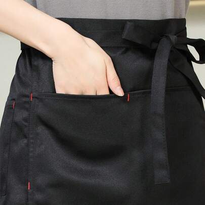 1 szt. Fartuch kelnerski z kieszenią - damski półfartuch - wodoodporny kuchenny fartuch kuchenny - jednolity kolor, tkany fartuch poliestrowy