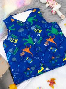 Children's Vest Different Models Dinosaur Design Lightweight Quilted Vest Different Sizes - Navy Blue - View 4