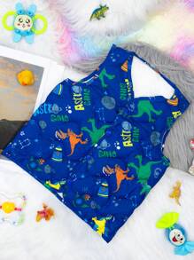 Children's Vest Different Models Dinosaur Design Lightweight Quilted Vest Different Sizes - Navy Blue - View 2