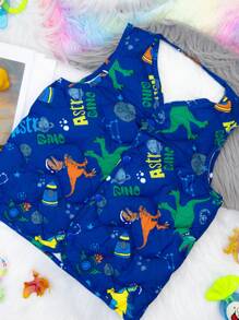 Children's Vest Different Models Dinosaur Design Lightweight Quilted Vest Different Sizes - Navy Blue - View 3