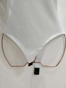 WOMEN'S BODYSUIT WITH ONE SHOULDER RING WITH STRAP WITH CUP AND SHORT SLEEVES - 白色 - 查看 3