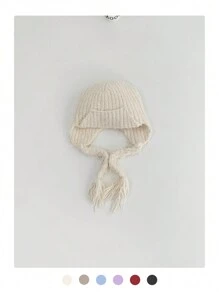 女士针织护耳帽，秋冬保暖耳罩飞行员帽，滑雪面罩，加厚大号头围新款针织帽，多功能保暖针织帽，防风滑雪面罩帽 - 彩色 - 查看 9