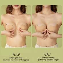 1 Pair Silicone Bras, Invisible Bra, Strapless Silicone Bra, Wedding Bra, Nipple Patch, Breathable Waterproof Bra, Women's Silicone Gathered Chest Patch, Popular Style