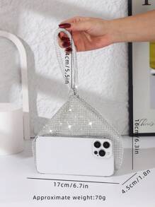 闪亮水晶晚装手提包、水钻手拿包适合正式派对、婚礼、舞会、夜总会、生日/情人节礼物 - 銀色 - 查看 5
