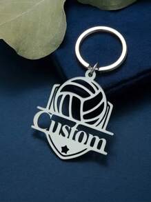 1 szt. Spersonalizowany brelok ze stali nierdzewnej z imieniem, zawieszka do torby, wzór piłki nożnej i siatkówki, kreatywny mały prezent odpowiedni dla mężczyzn, kobiet, piłkarzy, siatkarzy