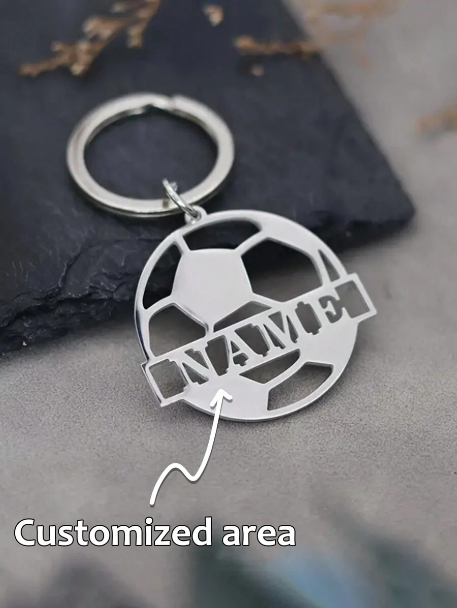 1 szt. Spersonalizowany brelok ze stali nierdzewnej z imieniem, zawieszka do torby, wzór piłki nożnej i siatkówki, kreatywny mały prezent odpowiedni dla mężczyzn, kobiet, piłkarzy, siatkarzy