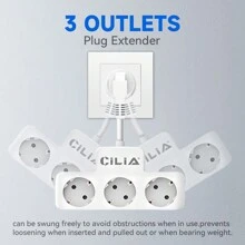 CILIA CILIA 1/2pcs Plug Power Strip , Power Extender , 3-IN-1 Outlet Adapter , With 10 CM Extension Cord , Simple And Portable For Home, Office, Industry, White/Black
