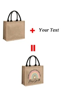 1pc Customized Teacher's Day Tote Bag - Personalized Canvas Beach Shopping Bag, Can Print Name Initials, Foldable & Lightweight, Machine Washable - Multicolor - View 7