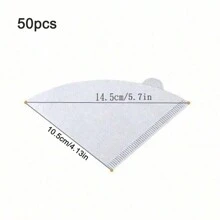 50pcs/Pack Coffee Filter Bags, Cone-Shaped Paper Coffee Filter, White/Brown Fan-Shaped Filter Net