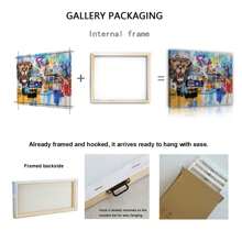 1PC Graffiti Lion Decor Wall Art Funny Wildlife Pictures Wall Decor Pop Street Canvas Print Painting Artwork Cool Modern Home Decorations For Bathroom Living Room Office Framed