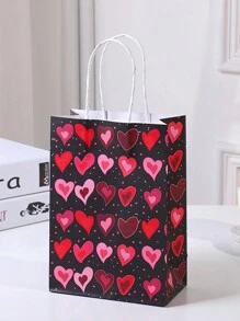 16/8pcs Wedding Season Gift Bags, Heart Decor Handled Bags, Gift Wrap Bags, Present Bags, Souvenir Paper Bags, DIY Packaging Bags, Wedding Favor Bags, Romantic Confession Gift Bags, Romantic Love, Surprise Gift Bags